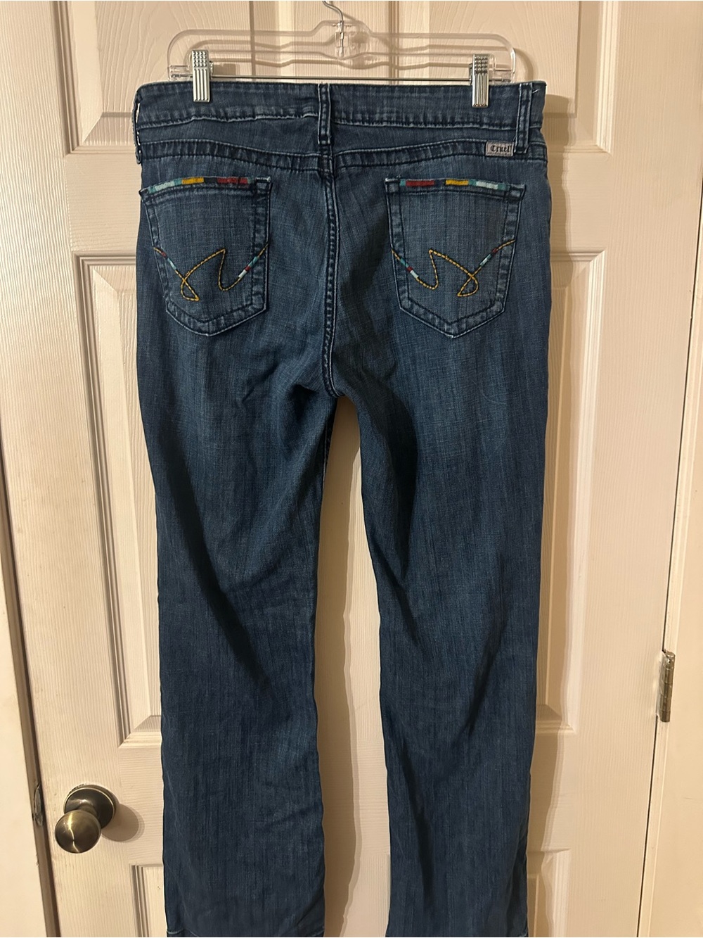 Women's Dark Blue Boot Cut Jeans with Embroidered Back Pockets